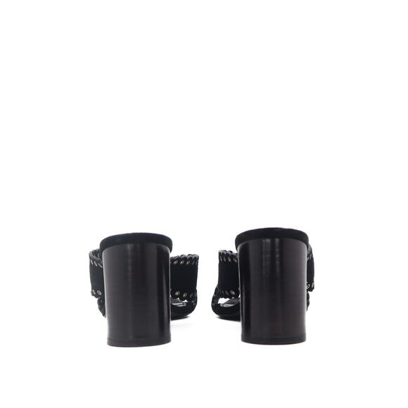 Saint Laurent LouLou Suede Eyelet Trim Heeled Slide Sandals 39.5 - Picture 5 of 12